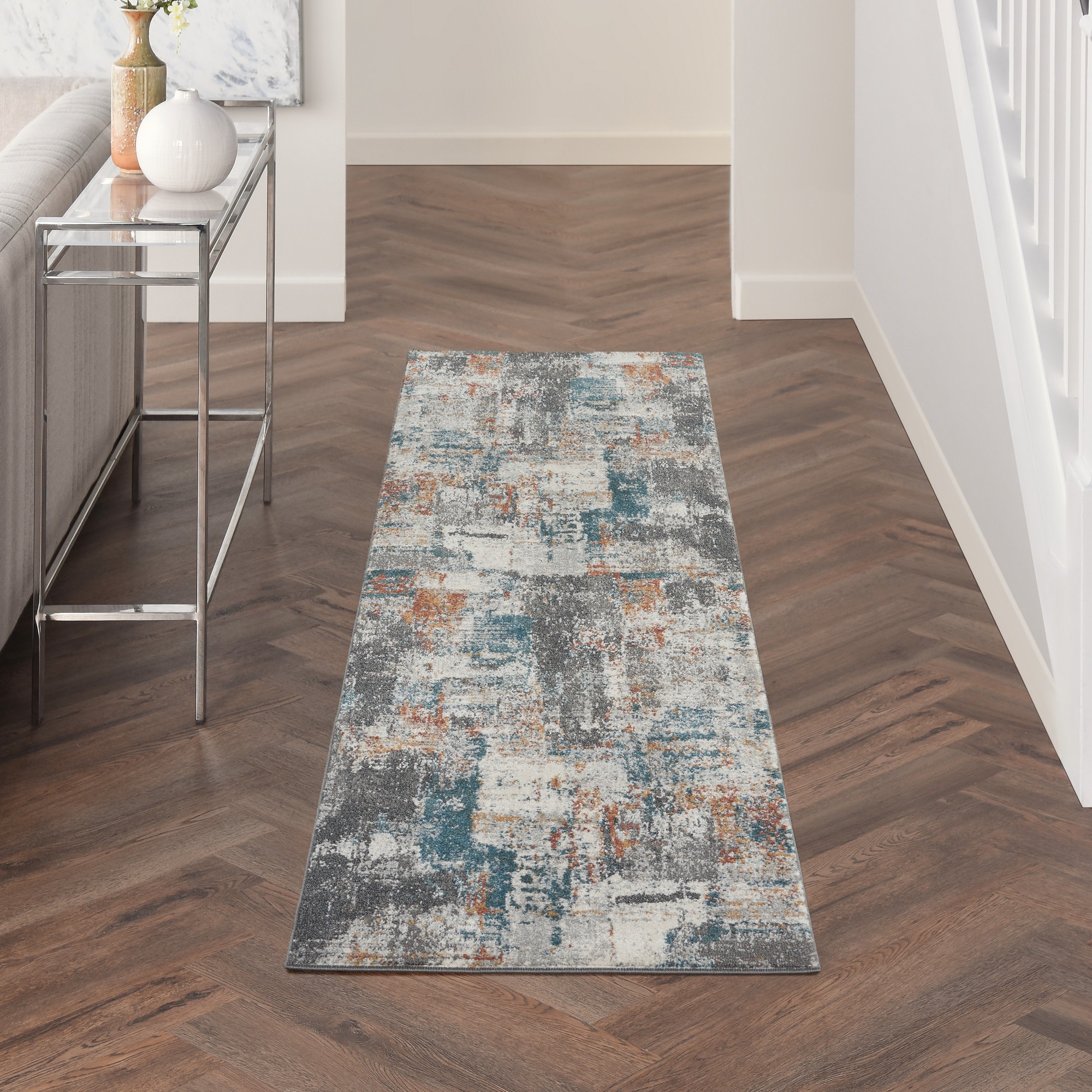 Tangra Tnr06 Runner Rug By Nourison In Grey Multicolour